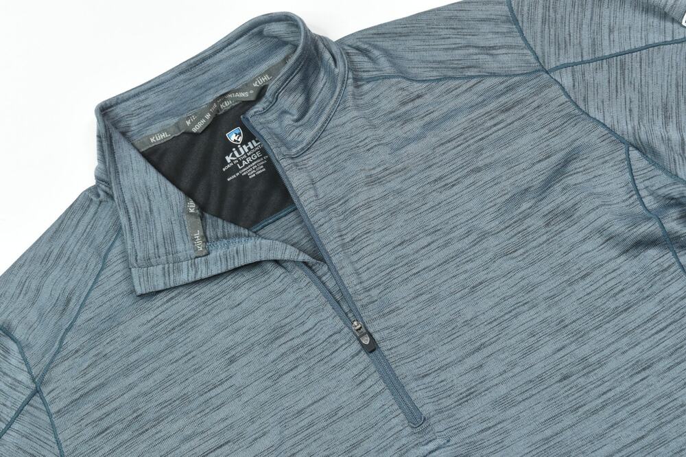 Kuhl Alloy 1/4 Zip Pullover Mens Large Blue Long Sleeve Stretch Knit Hiking